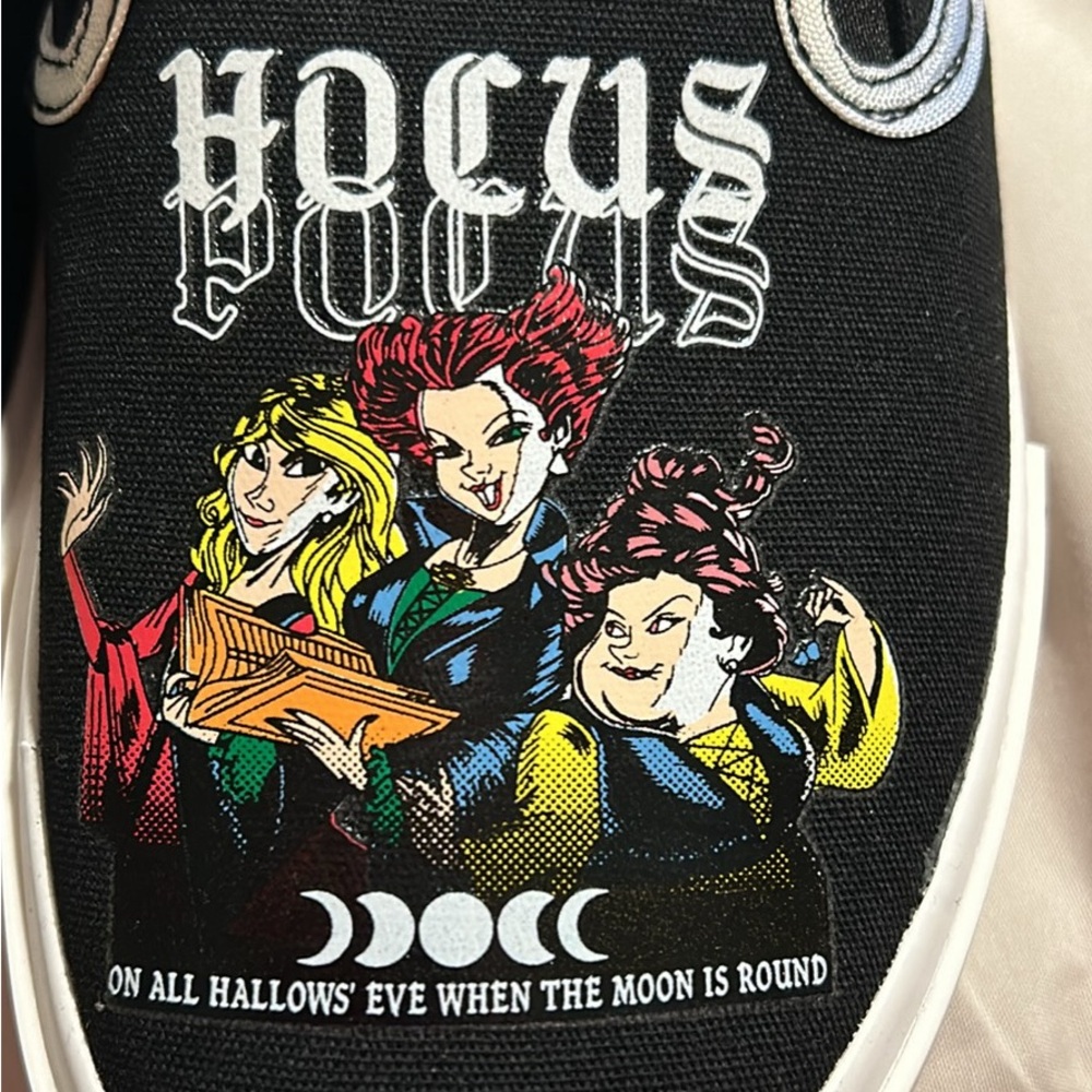 Women’s Hocus Pocus themed low top canvas slip on sneakers